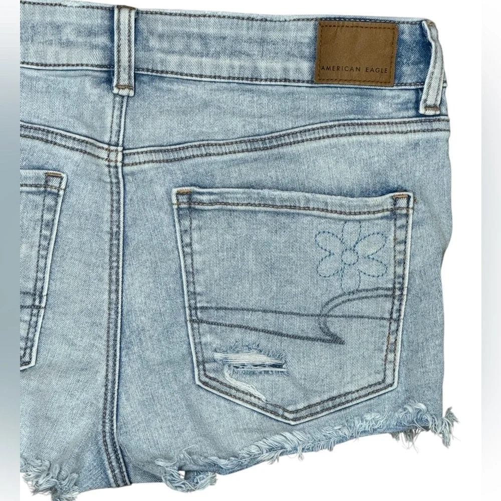 American Eagle Next Level Stretch Blue Raw Hem Cutoff Distressed Daisy Shorts 6